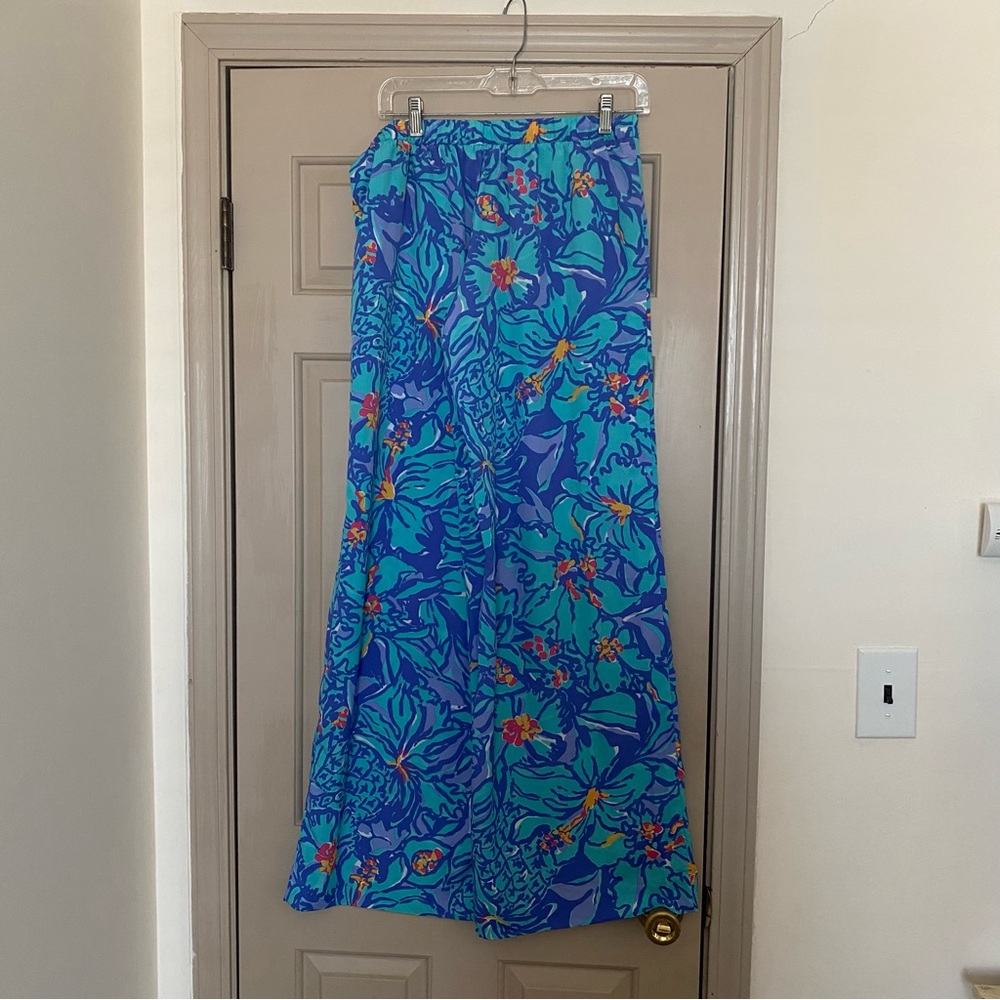 Lilly Pulitzer blue pineapple pattern flowy palazzo pant size small